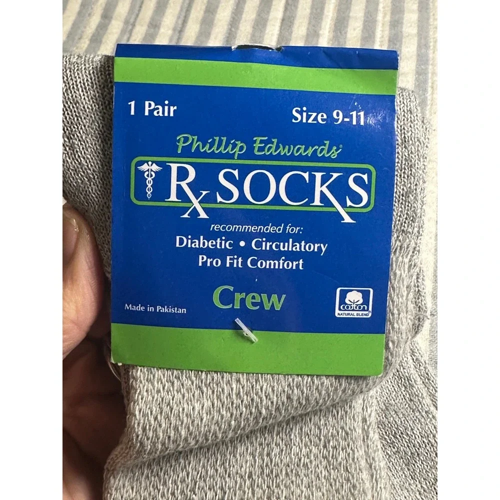 Phillip Edwards Excell‎ Diabetic Crew Socks 3 Pair Bundle Grey White Size 9-11